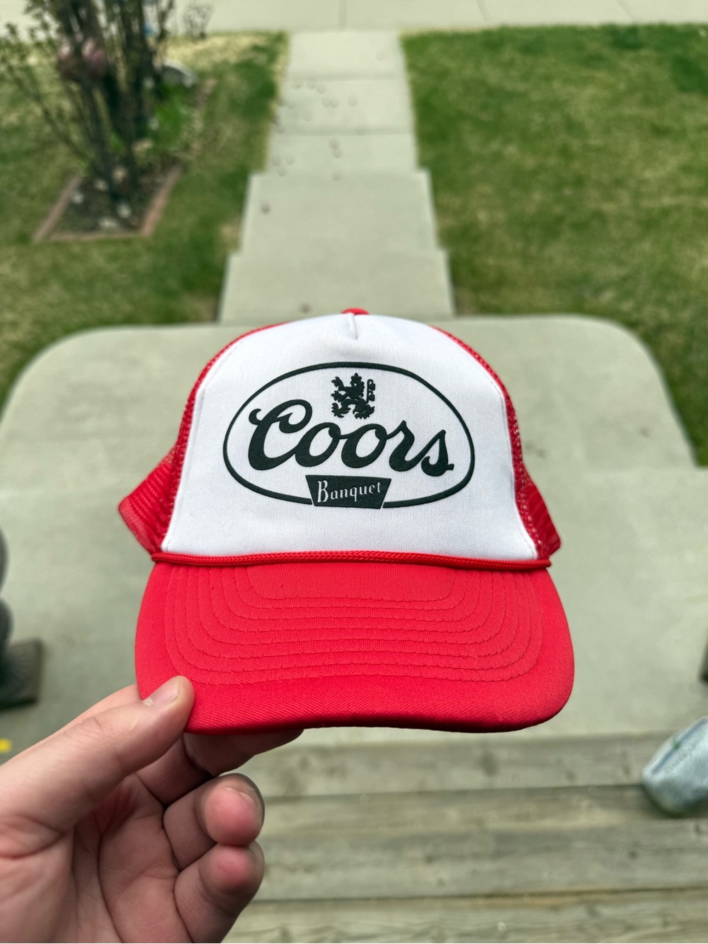 🌻 3/$12 Coors Banquet Red and White Trucker Hat